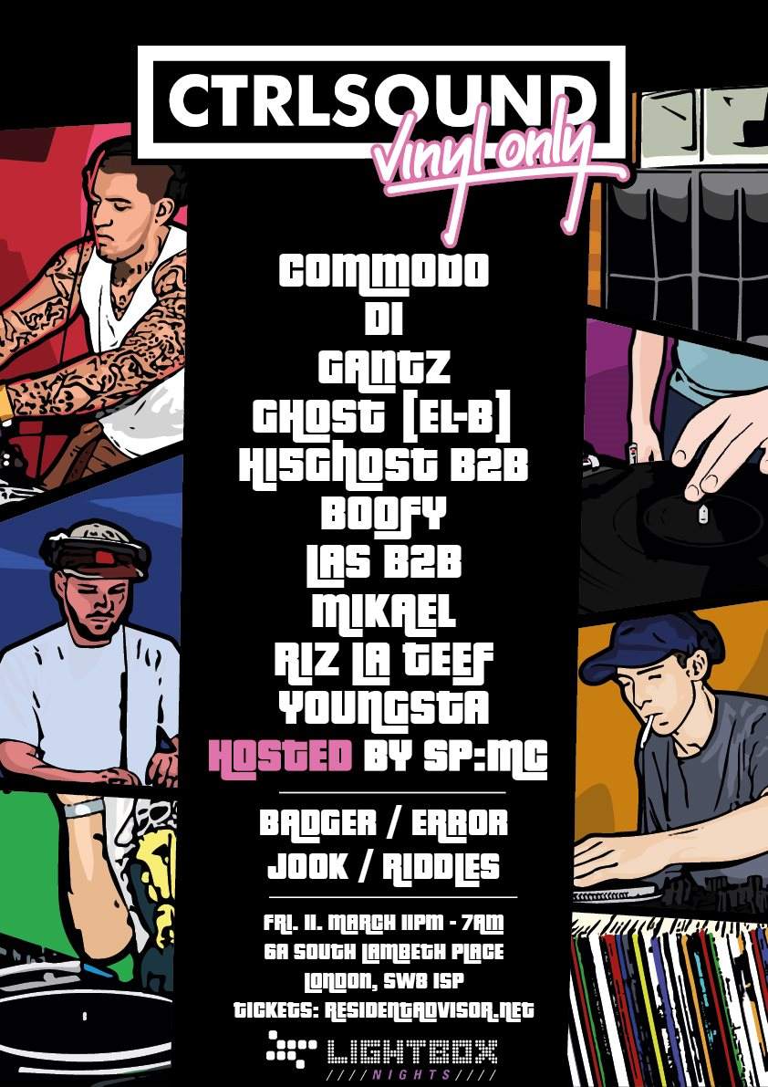 Ctrl Sound - Vinyl Only with Youngsta, D1, Commodo, Gantz, LAS, Ghost, Mikael, Hi5ghost, Boofy - フライヤー裏