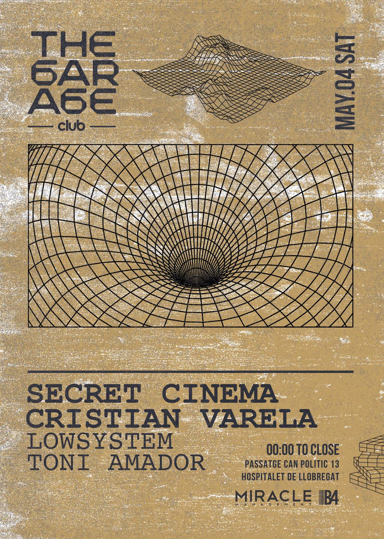 The garage presents: Cristian Varela + Secret Cinema + Lowsystem + Toni Amador - フライヤー表