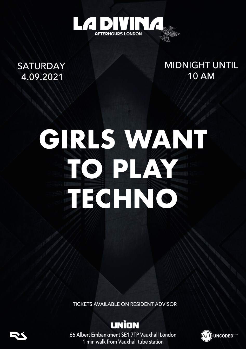 La Divina Afterhours ' Girls Want to Play Techno' - フライヤー裏
