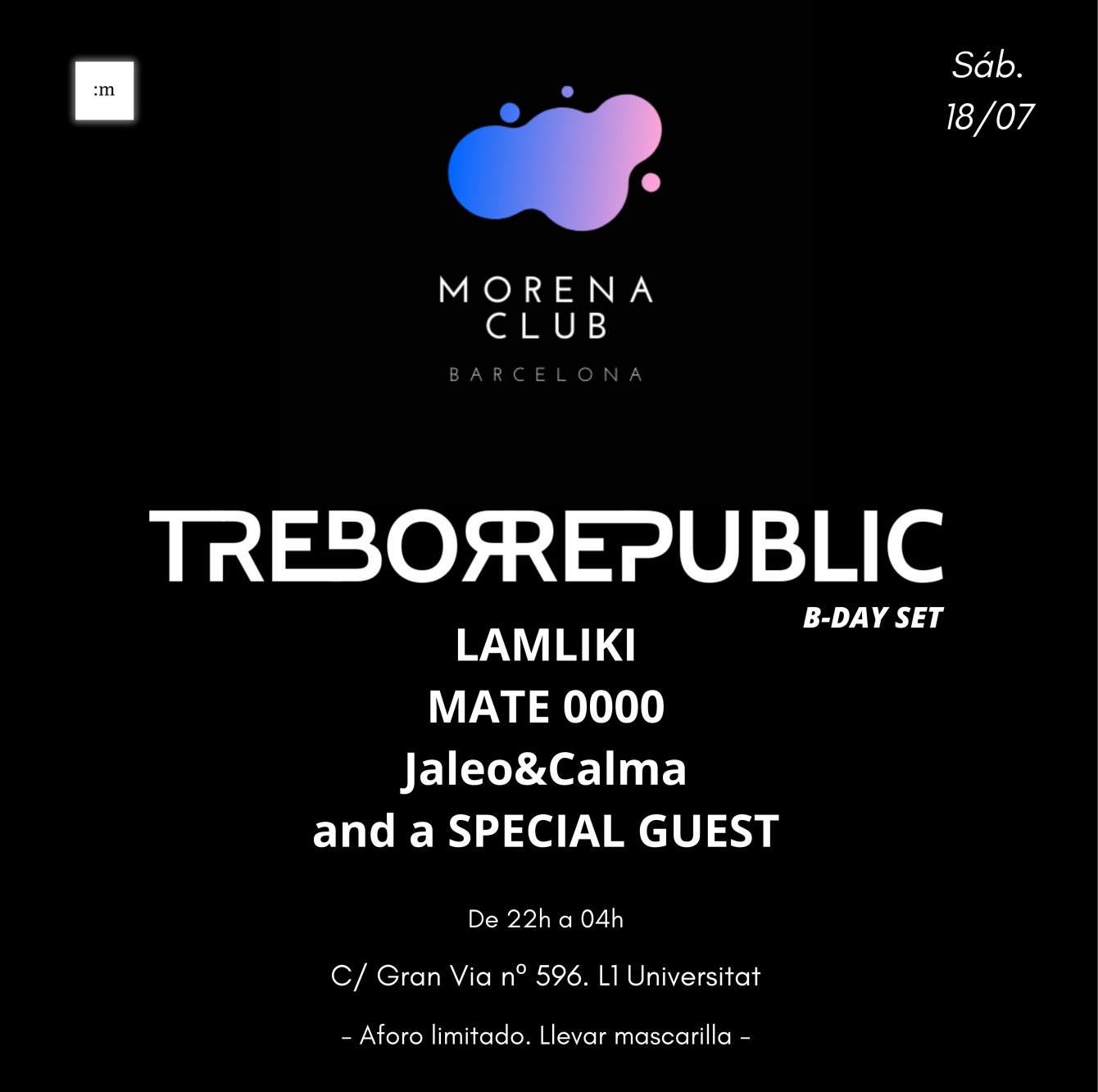 [CANCELLED] Medusa & Morena Pres. Trebor Republic (B-Day) - フライヤー裏
