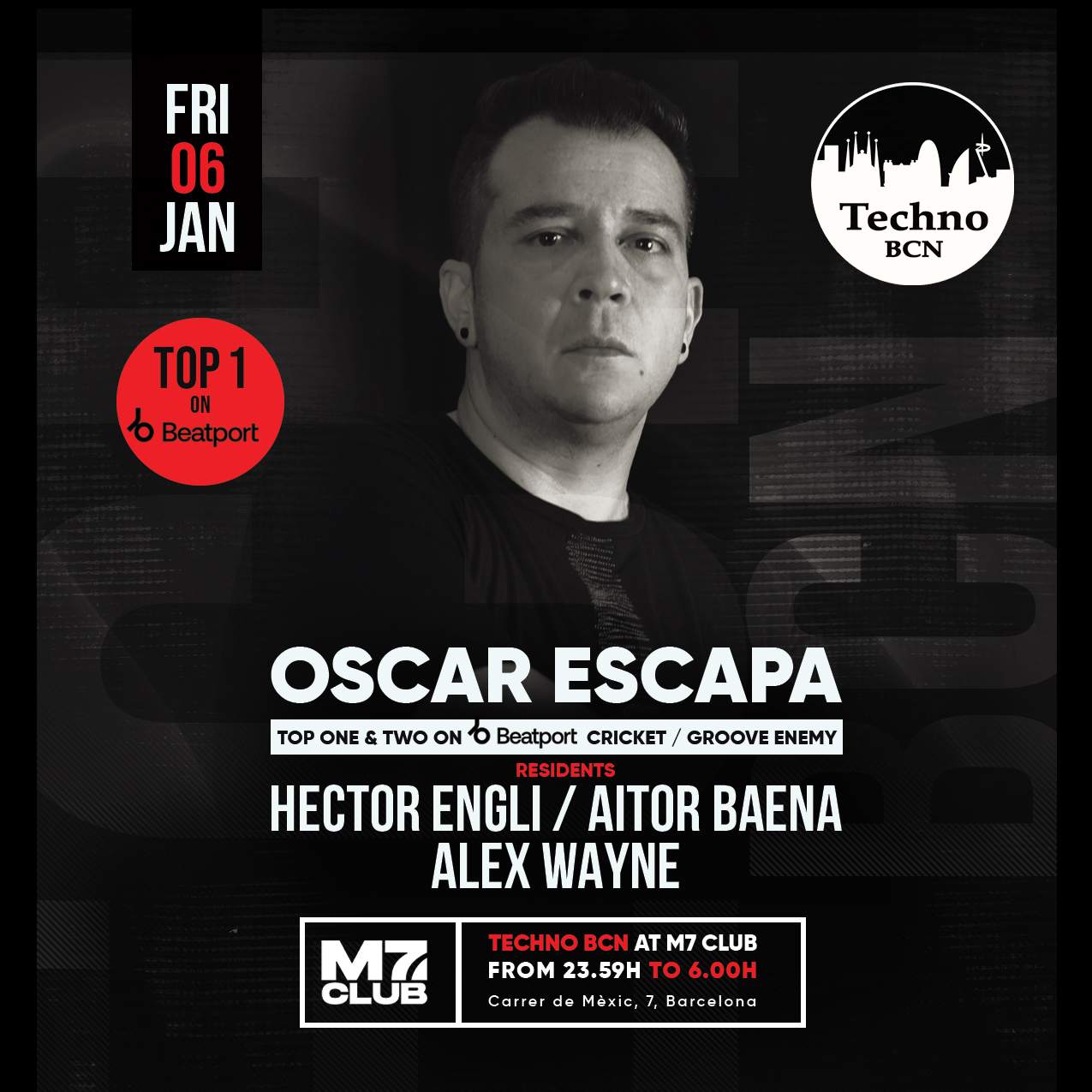 TECHNO BCN presents: Oscar Escapa ( CLUB M7 ) - フライヤー表