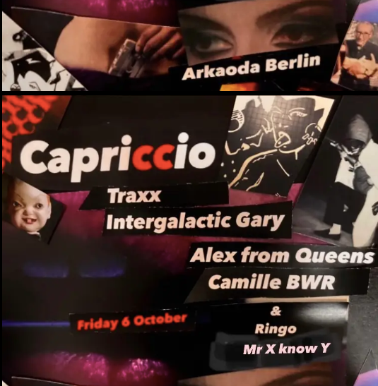 Capriccio: Traxx, Intergalactic Gary, Alex from Queens, Camille BWR, Ringo & Mr. X know Y - Página frontal