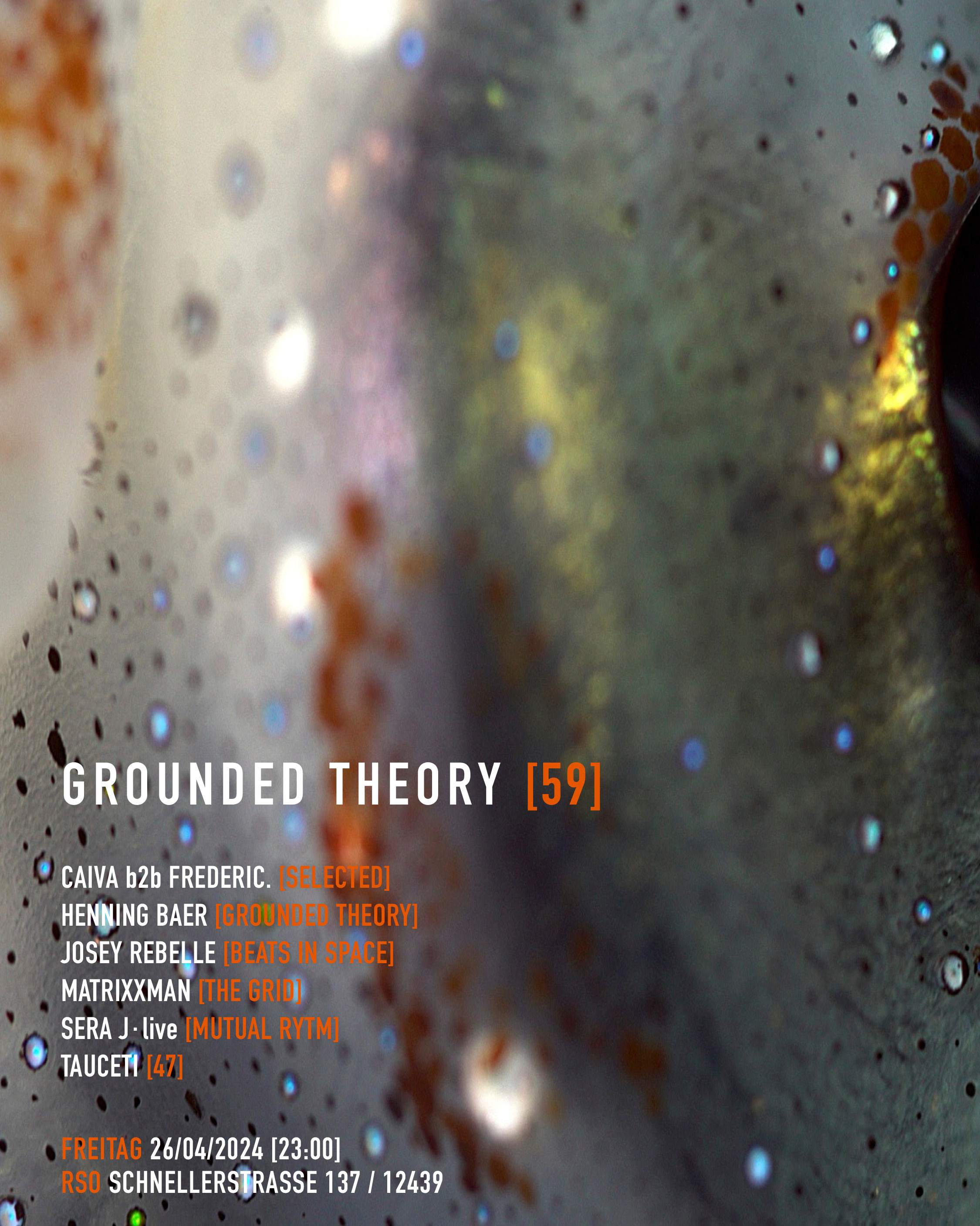 Grounded Theory w/ CAIVA b2b Frederic, Henning Baer, Josey Rebelle, Matrixxman, Sera J, Tauceti - Página frontal