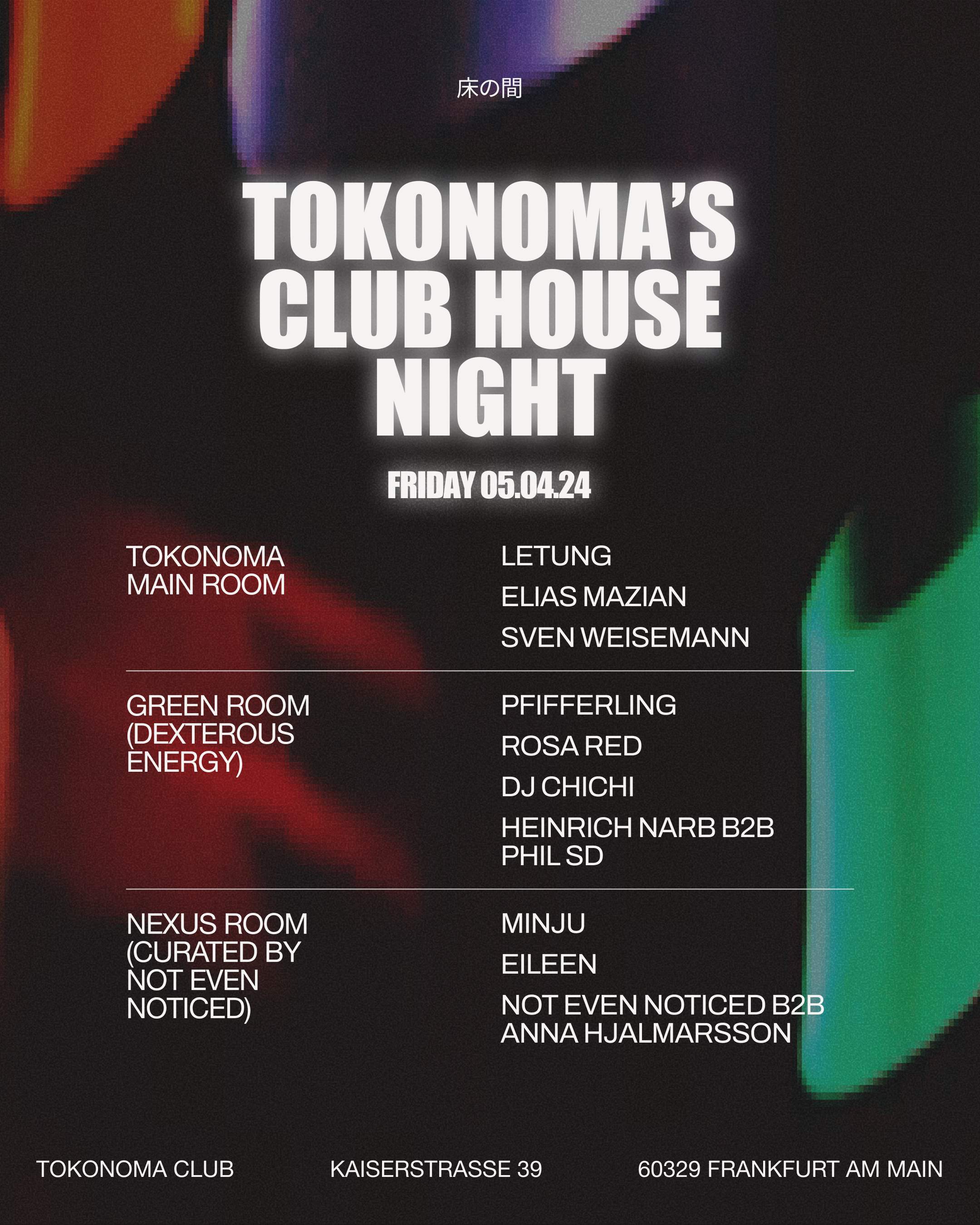 Tokonoma Club House Night - フライヤー裏