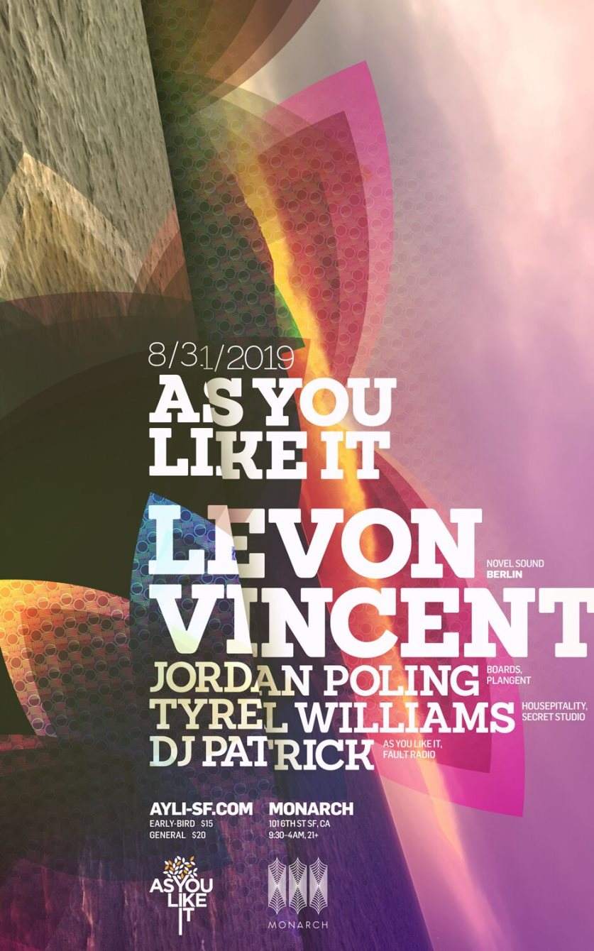 As You Like It with Levon Vincent - フライヤー表