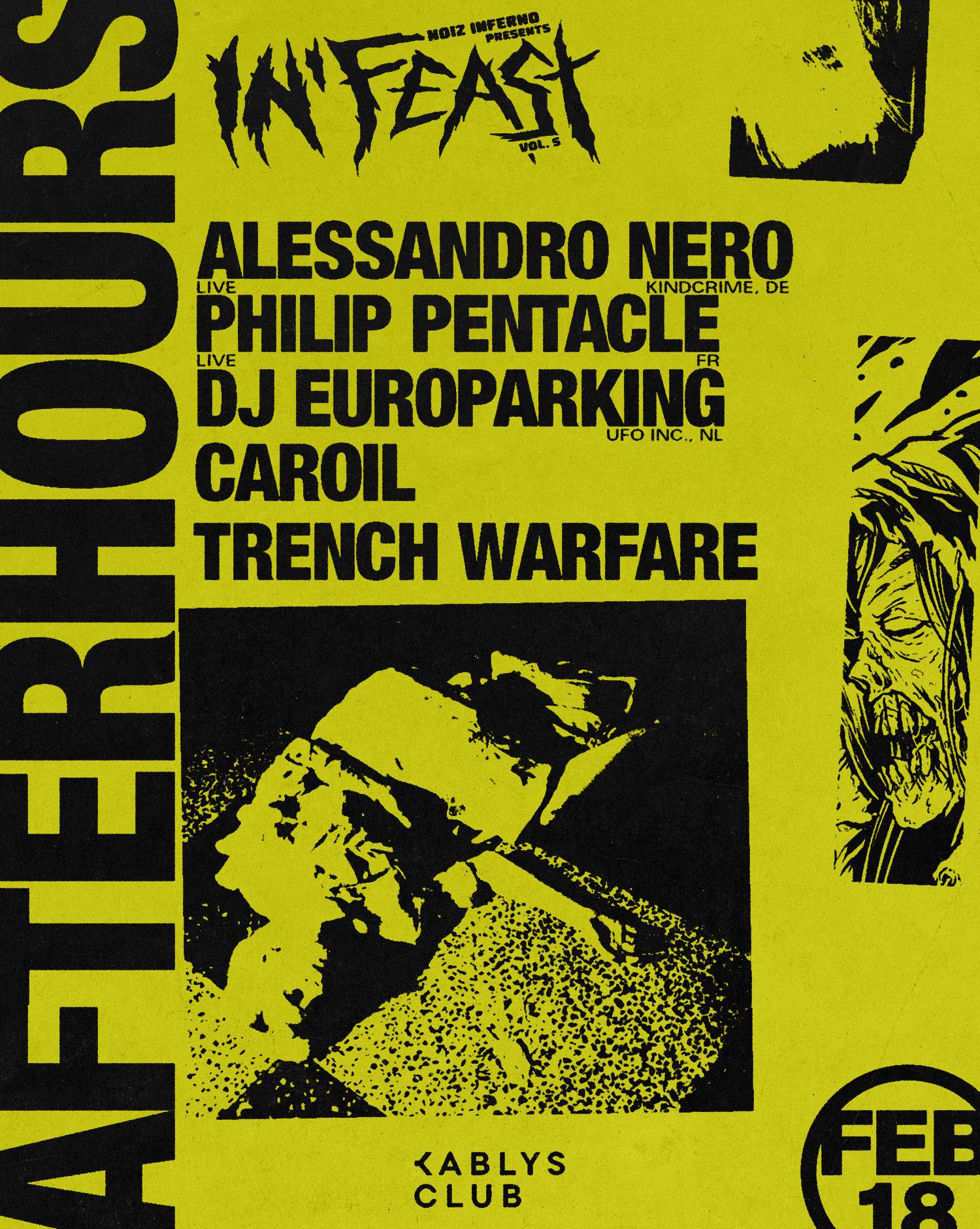 In'Feast Afterhours: Alessandro Nero, Philip Pentacle, DJ Europarking, Caroil, Trench Warfare - フライヤー表
