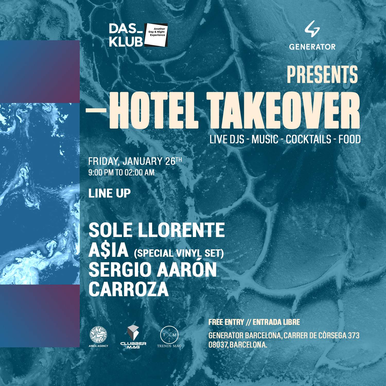 DAS-KLUB Pres HOTEL TAKEOVER PARTY (9PM - 02AM) BEST PRE PARTY IN TOWN - フライヤー裏