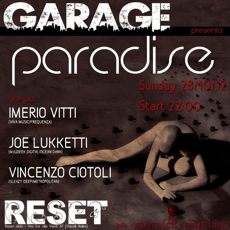 Garage presenta Paradise - Página frontal