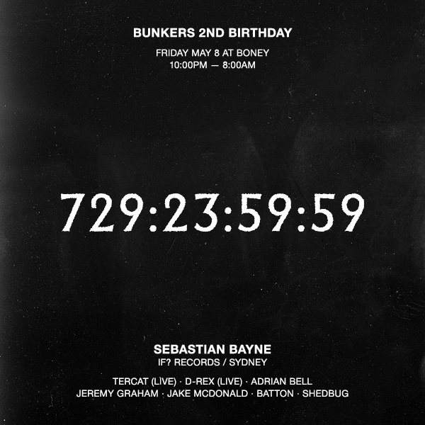 Bunkers 2nd Birthday - 730 Days of Techno - フライヤー表