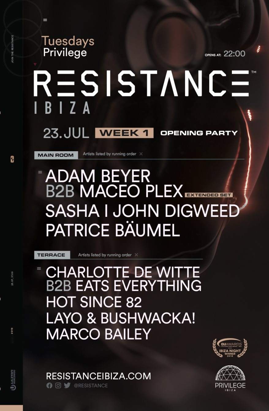 Resistance Ibiza Week 1 - Opening Party - フライヤー裏