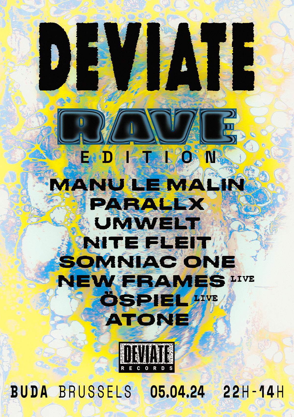 DEVIATE-RAVE EDITION / 16H00 OF SOUND at Buda BXL, Brussels