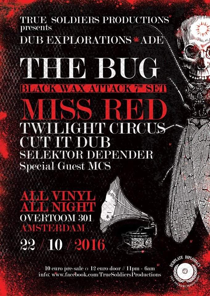 True Soldiers Productions presents Dub Explorations ADE with The Bug *Black Wax Attack 7'' Set* - Página trasera