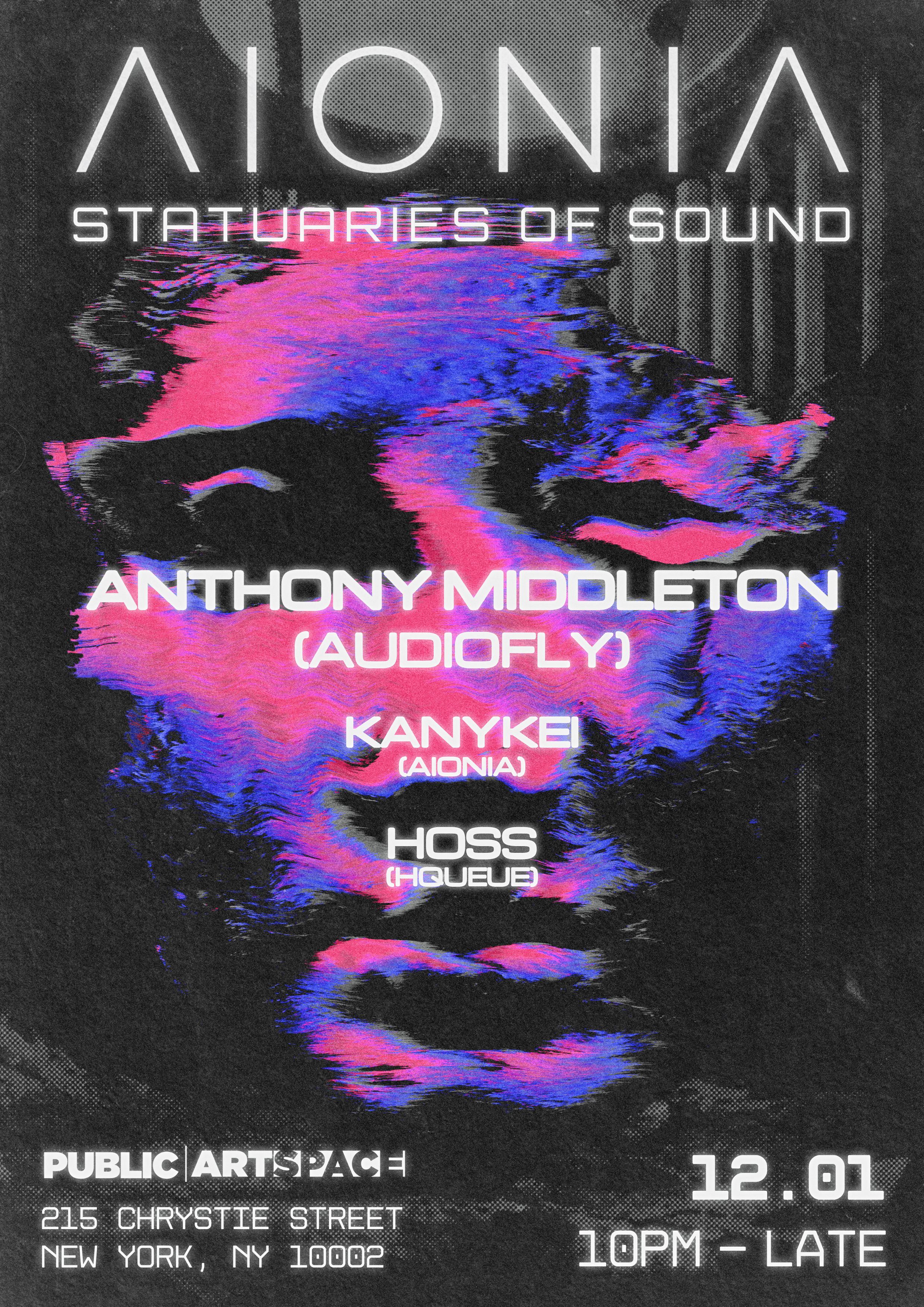 AIONIA: Statuaries of Sound w/ Anthony Middleton (AUDIOFLY), Kanykei, Hoss - フライヤー裏