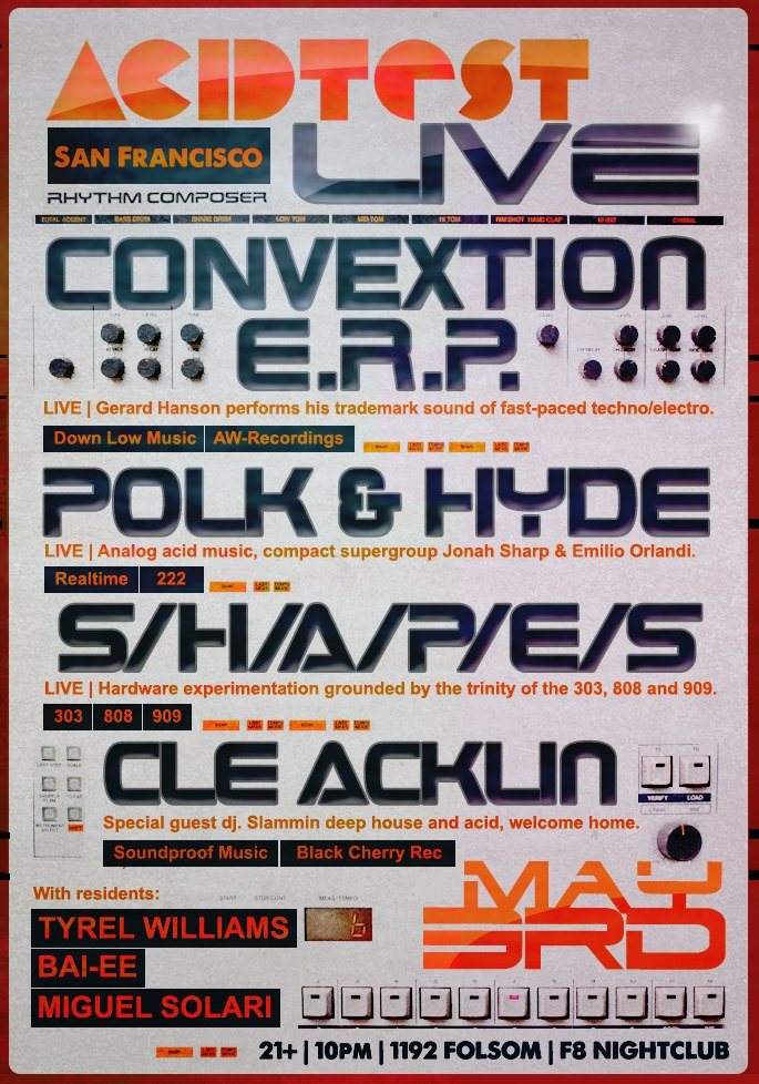Acid Test SF- Live with Convextion, Polk & Hyde, S/H/A/P/E/S, Cle Acklin, & Residents - フライヤー表