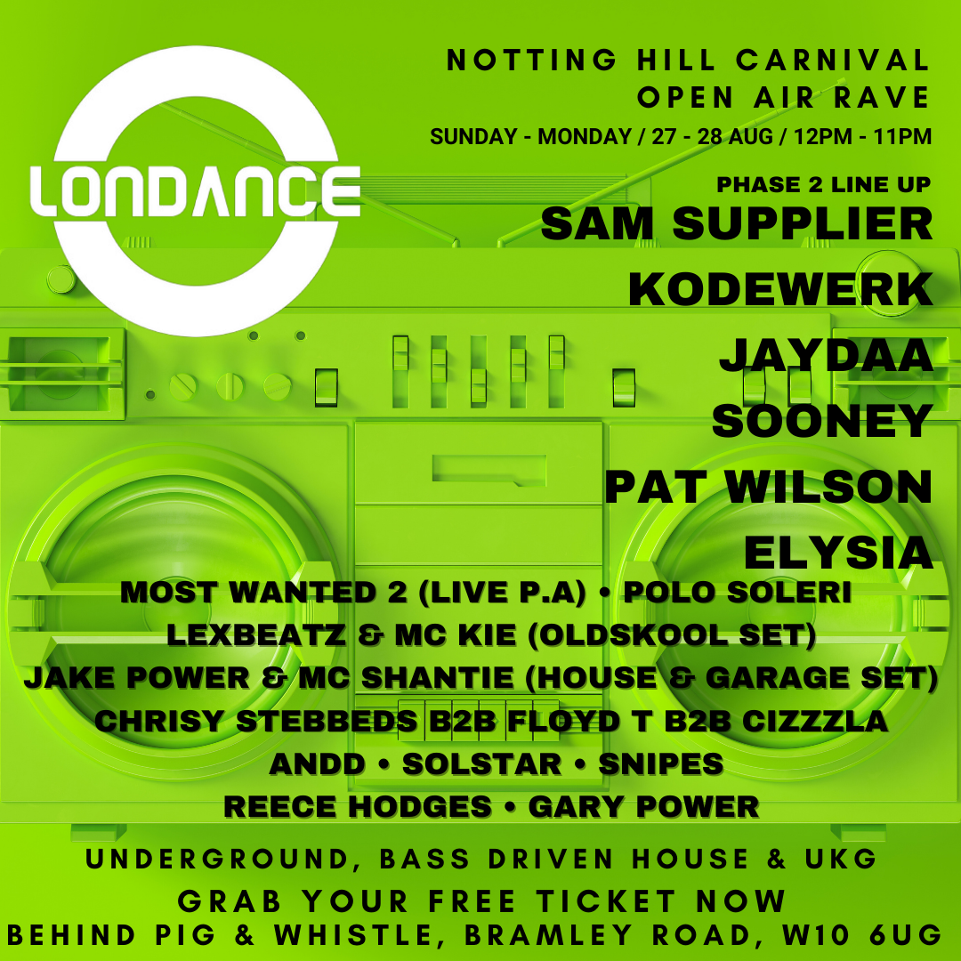 Notting Hill Carnival - OPEN AIR RAVE - フライヤー表
