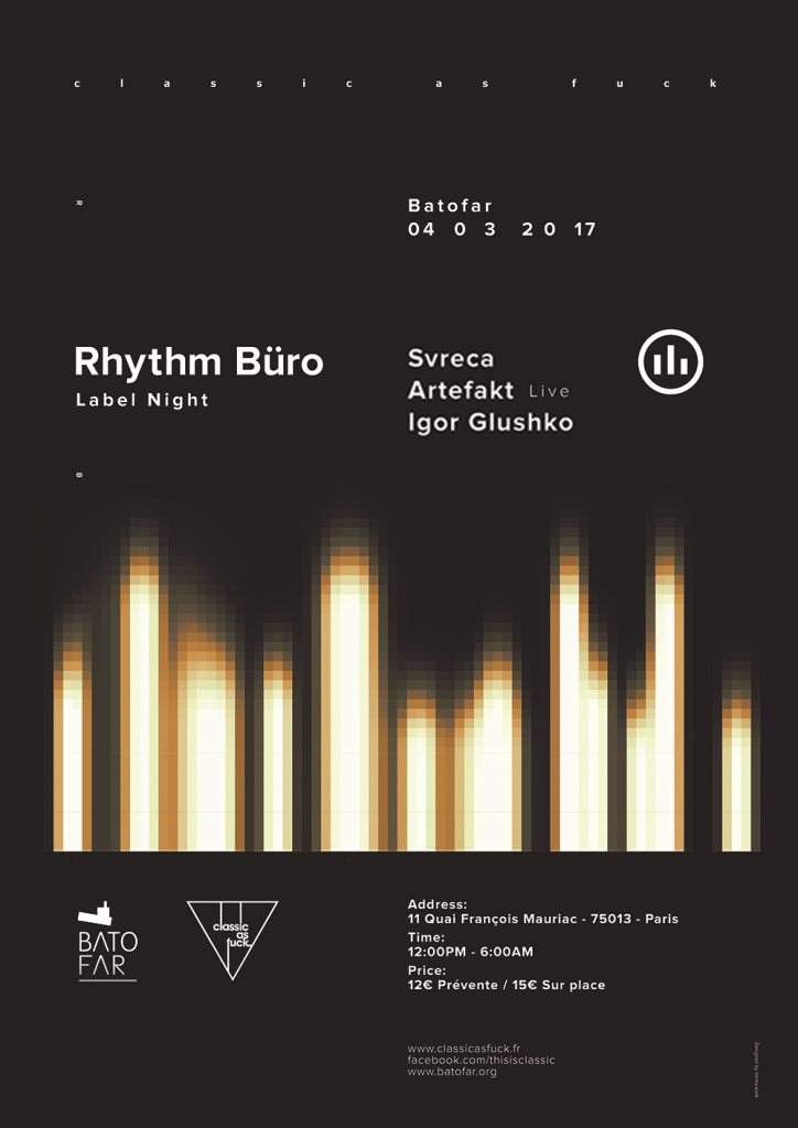 Classic As Fuck Invite Rhythm Büro with Svreca, Artefakt & Igor Glushko - Página frontal