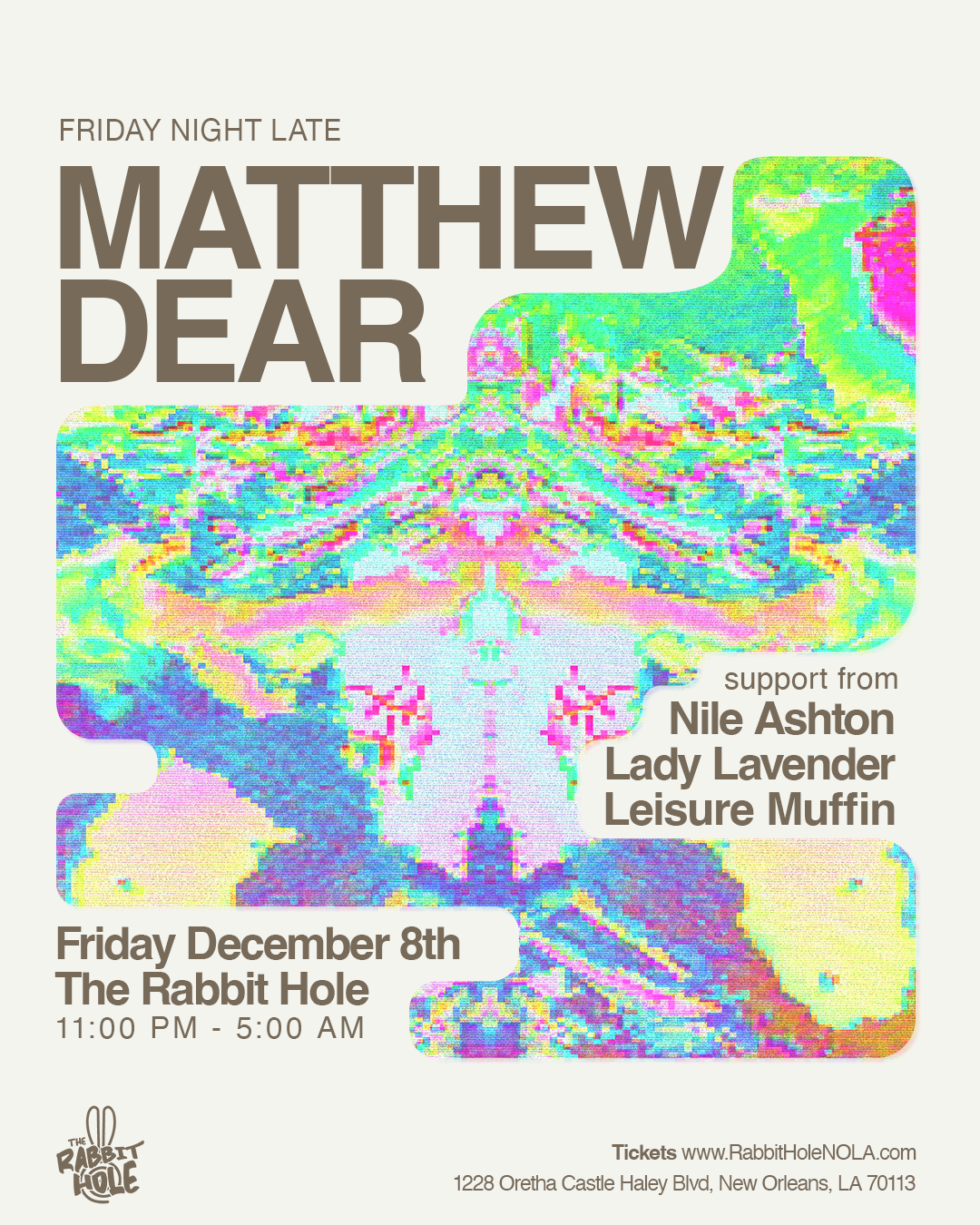 The Rabbit Hole NOLA presents: Friday Night Late feat. Matthew Dear - Página frontal