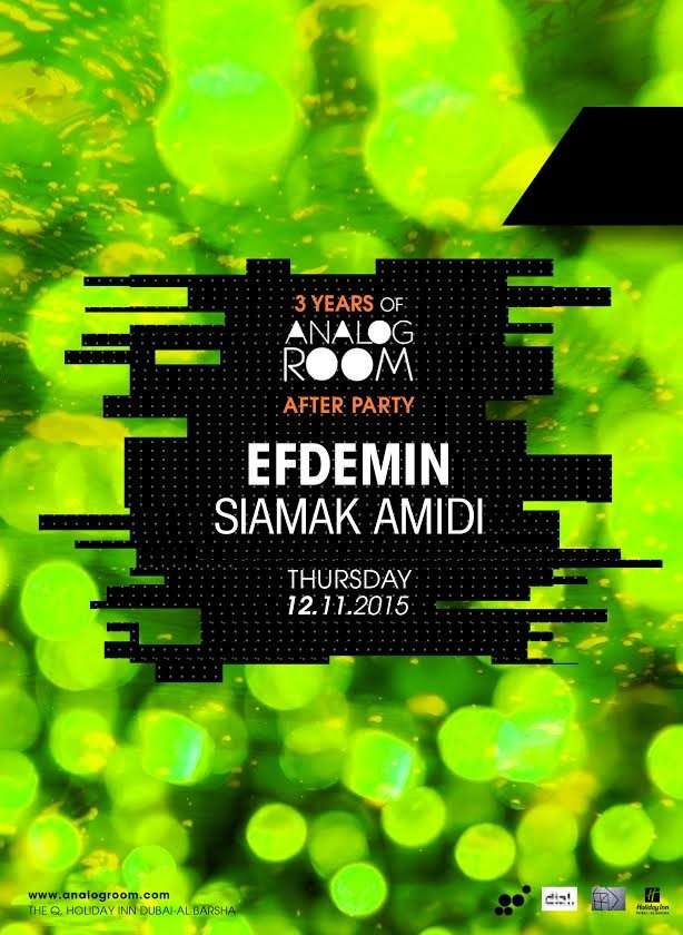 3 Years of Analog Room After Anniversary Party: Efdemin, Siamak Amidi - フライヤー表