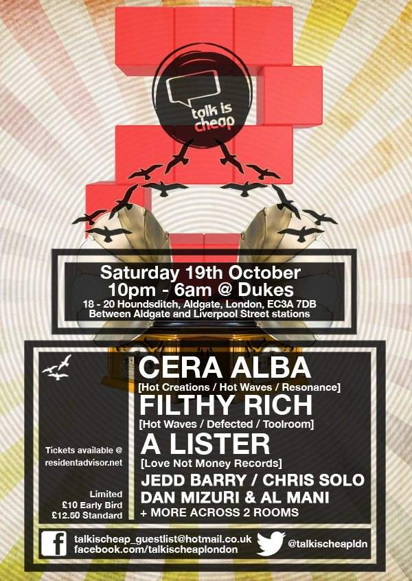 Talk Is Cheap 2nd Birthday with Cera Alba, Filthy Rich & A Lister - フライヤー表