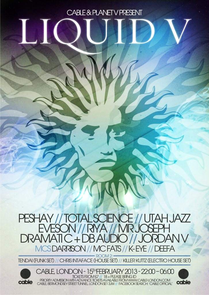 Cable & Planet V present Liquid V with Peshay & Total Science - フライヤー表