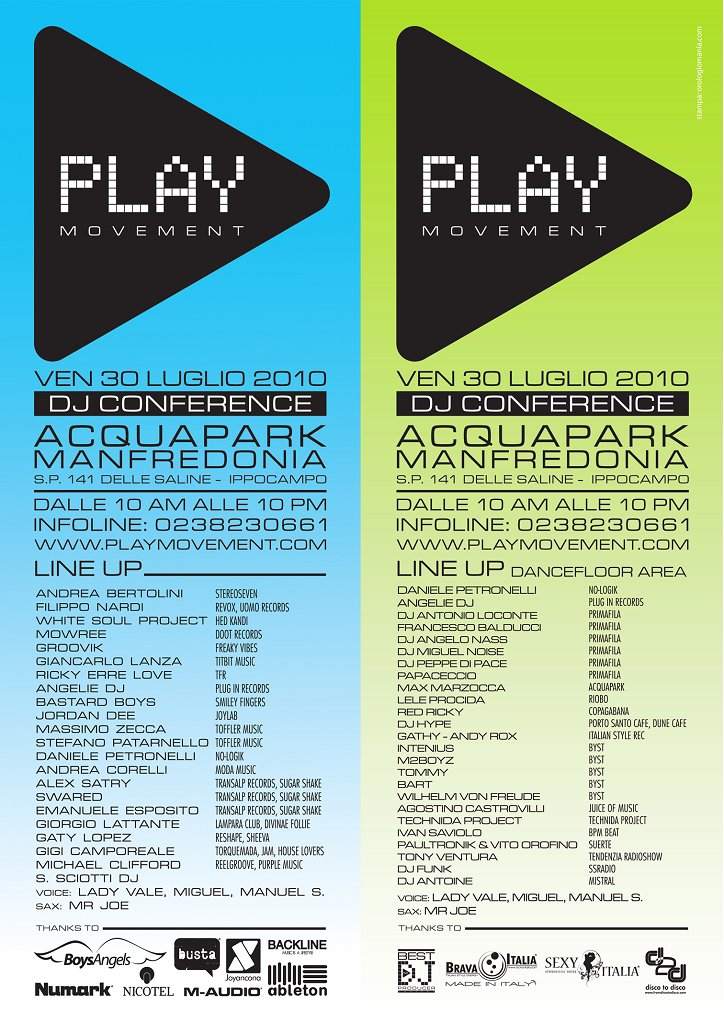 Play Movement - DJ Conference - Página frontal