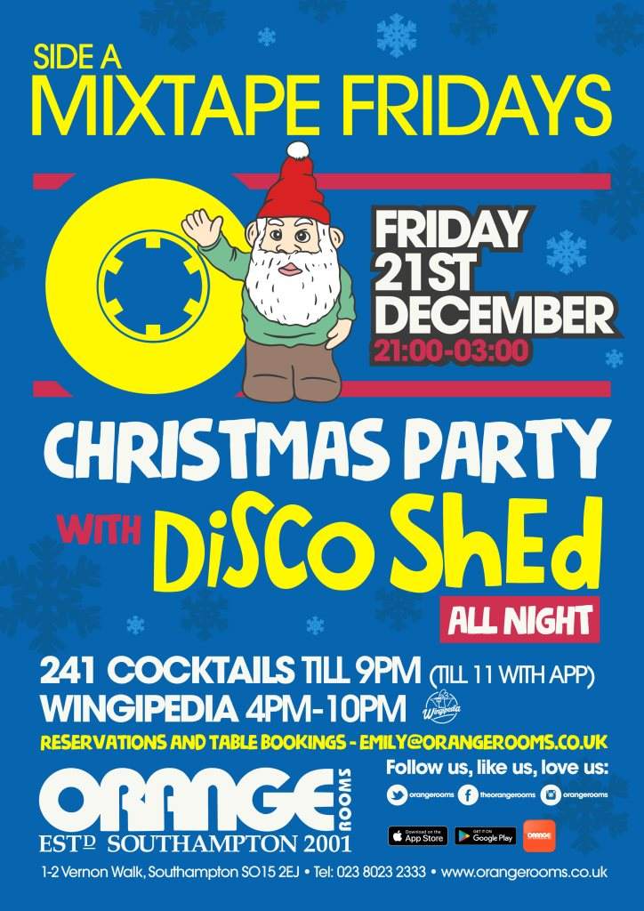 Mixtape Fridays Christmas Party with Disco Shed - Página frontal