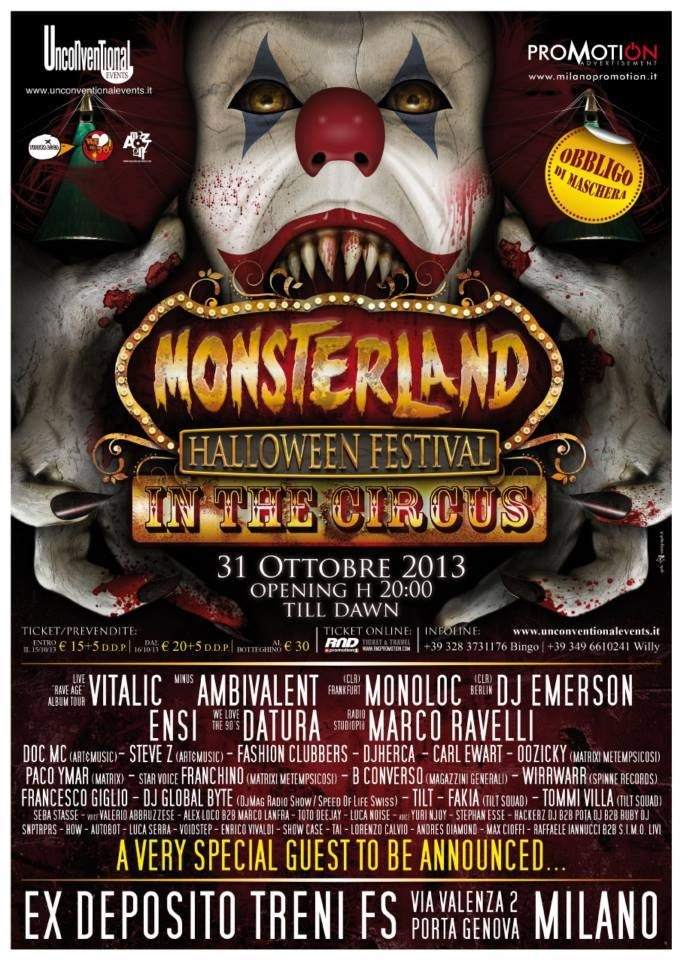 Monsterland Halloween Festival In The Circus - フライヤー表