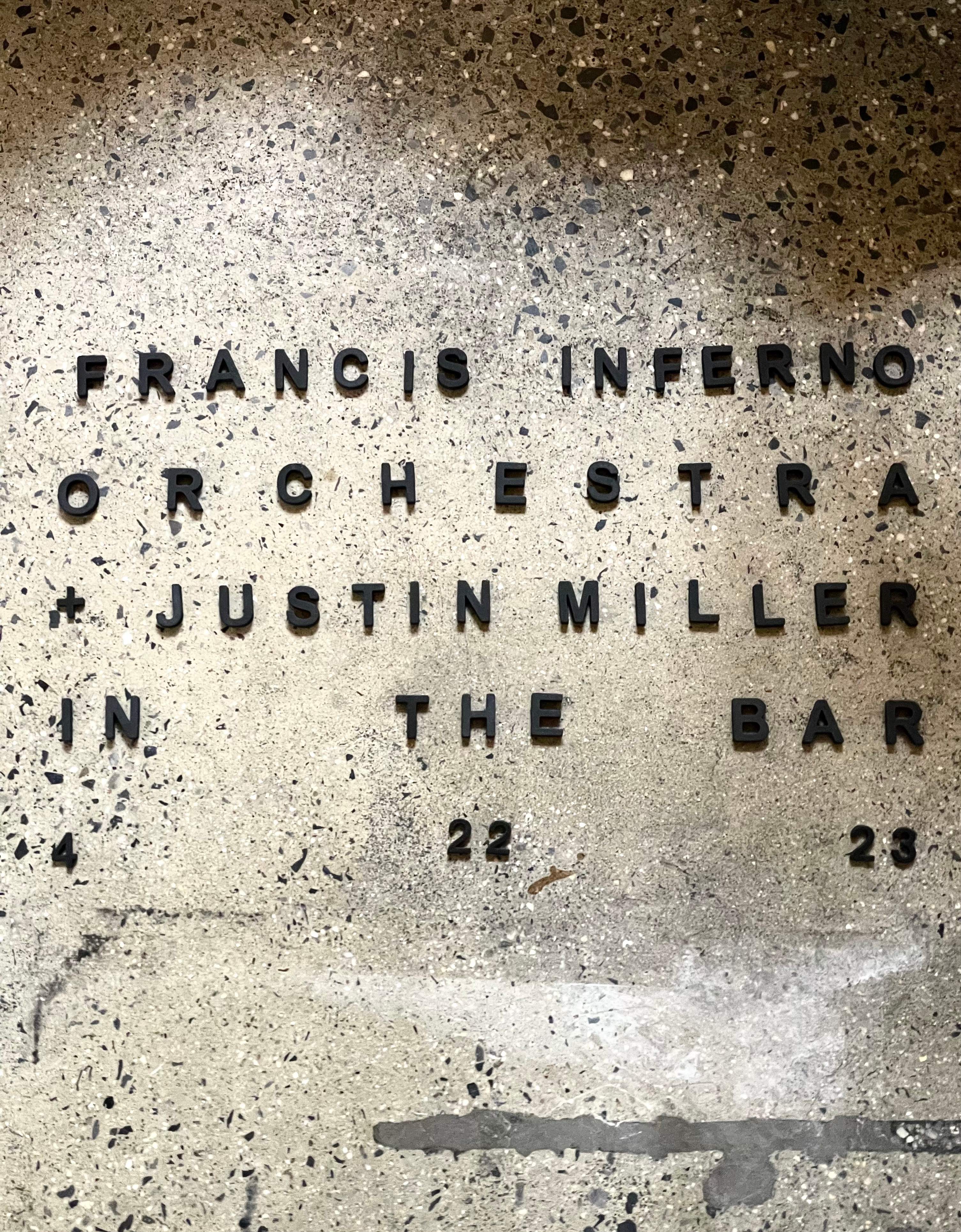 In the Bar: Francis Inferno Orchestra & Justin Miller - フライヤー表