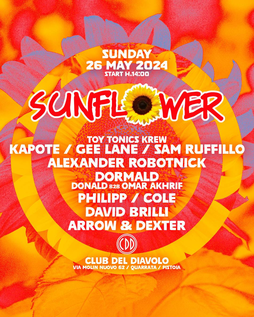 Sunflower Opening Party 2024 - Club del Diavolo - フライヤー表
