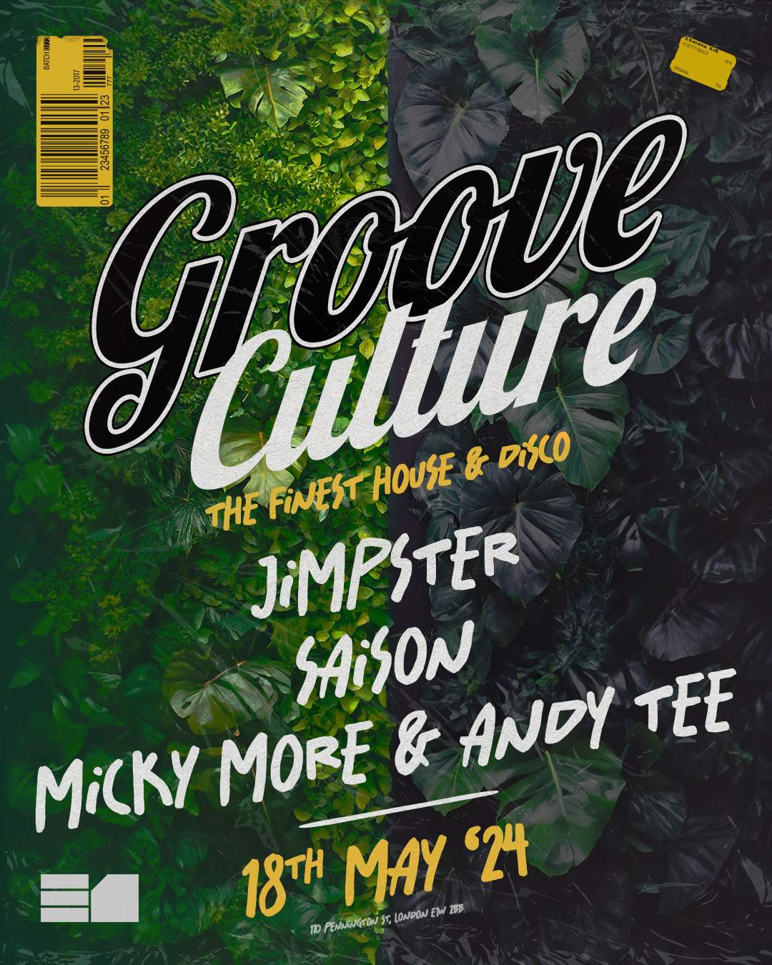 Groove Culture: Jimpster, Saison, Micky More & Andy Tee - フライヤー裏