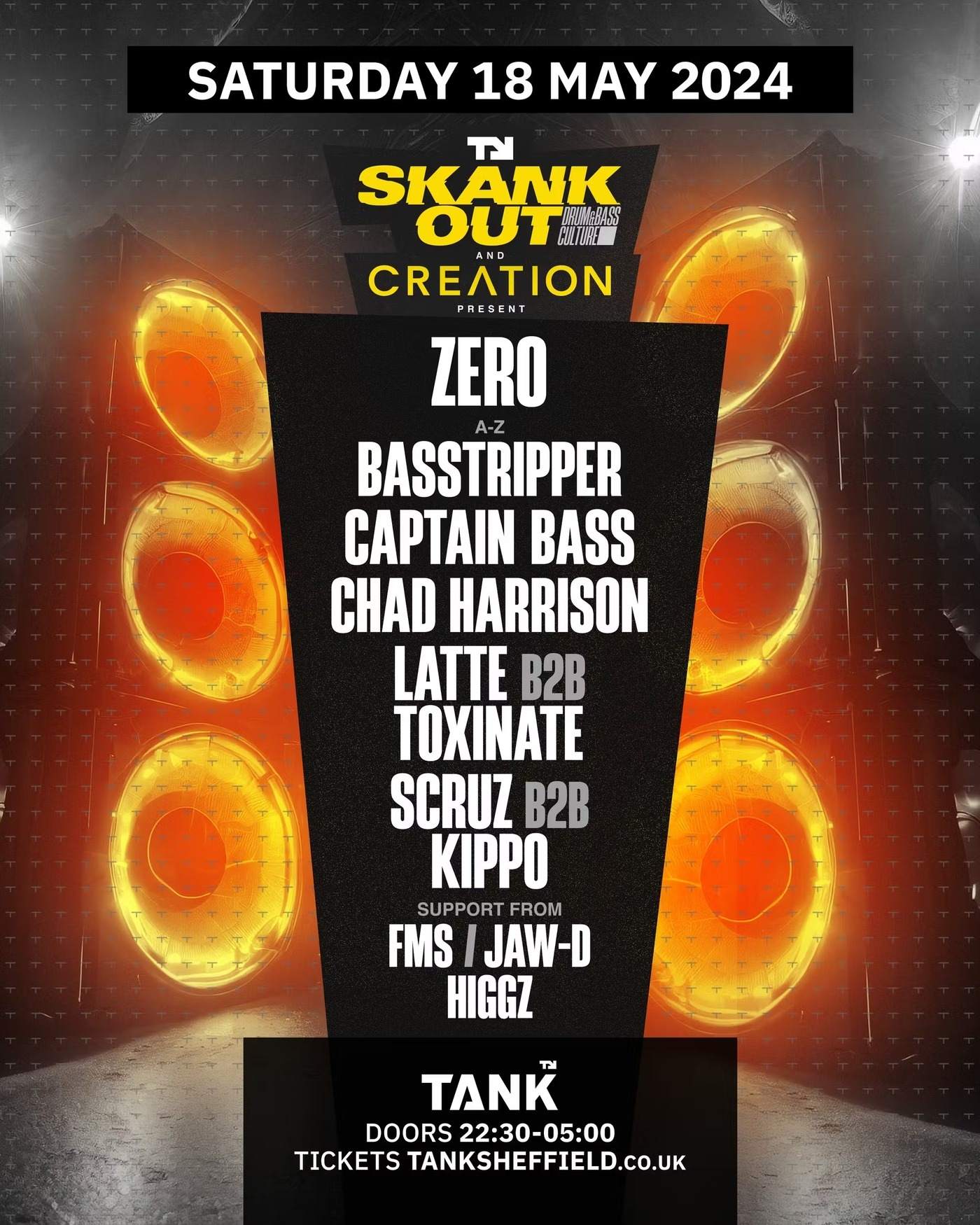 Skank Out & Creation presents: Zero, Basstripper, Latte & Toxinate + more - Página frontal