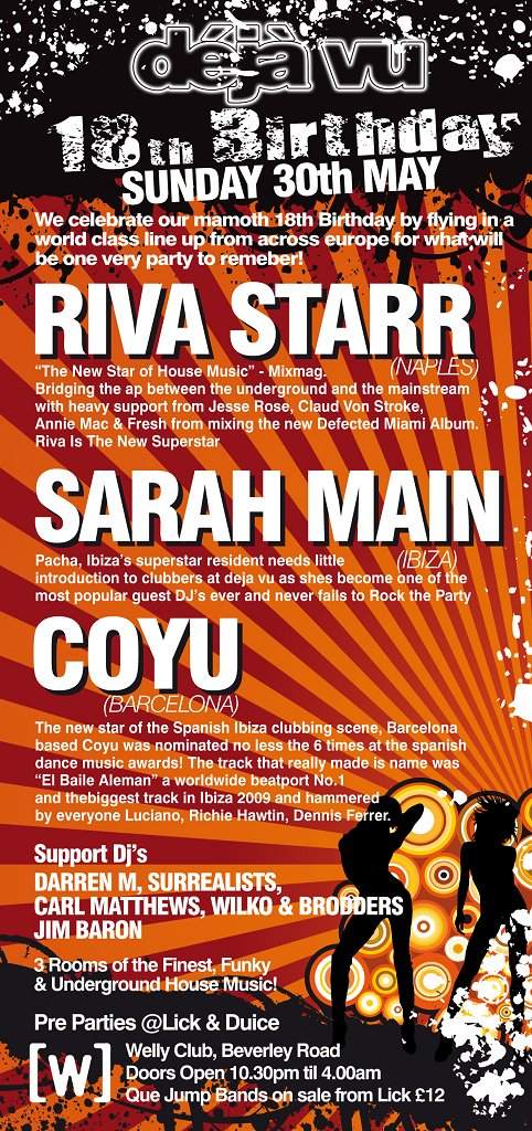 Deja Vu 18th Birthday - Riva Starr, Coyu, Sarah Main - Página frontal