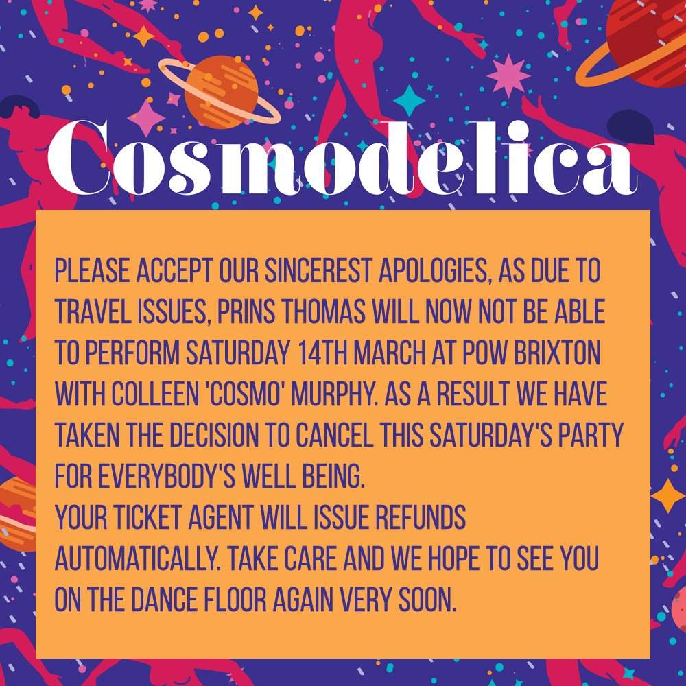 Cancelled - Colleen 'Cosmo' Murphy + Prins Thomas - Cosmodelica Residency - フライヤー表