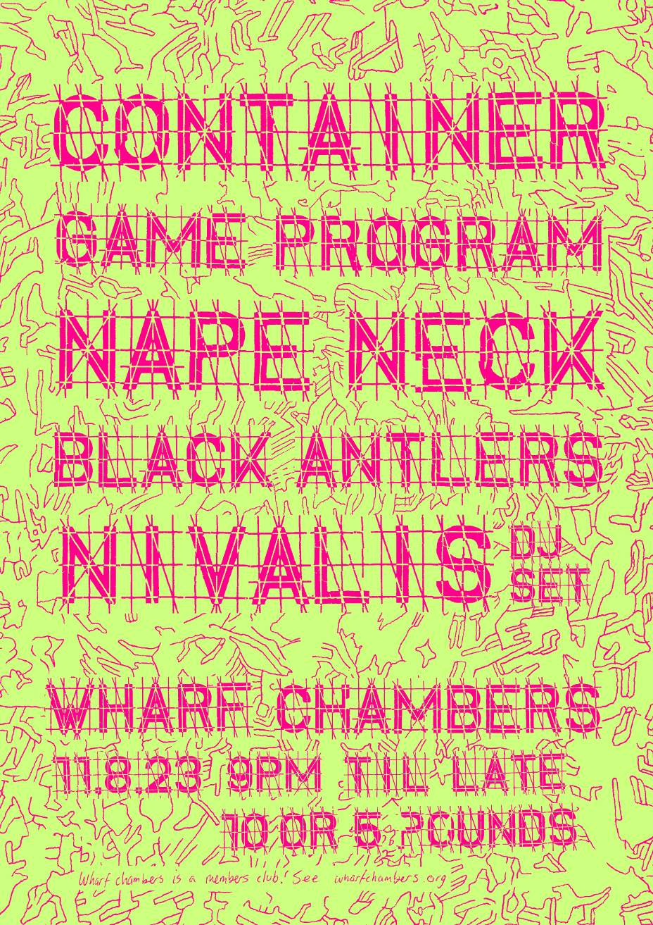 Container//NAPE NECK//GAME PROGRAM//BLACK ANTLERS//NIVALIS dj set - フライヤー表