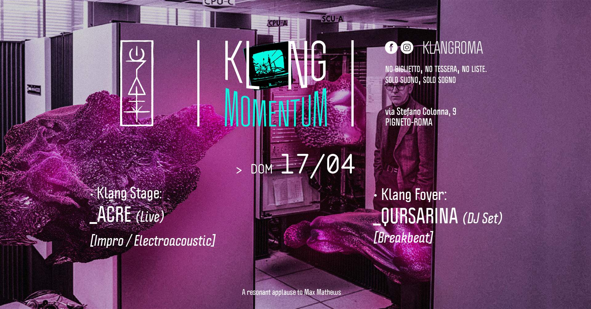 Klang Momentum presenta: Acre (Live) + Qursarina (DJ Set) - フライヤー表