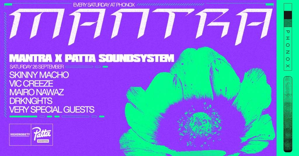 Mantra Halloween x Patta Soundsystem: Skinny Macho, Drknights, Vic Crezee, Mairo Nawaz - Página frontal