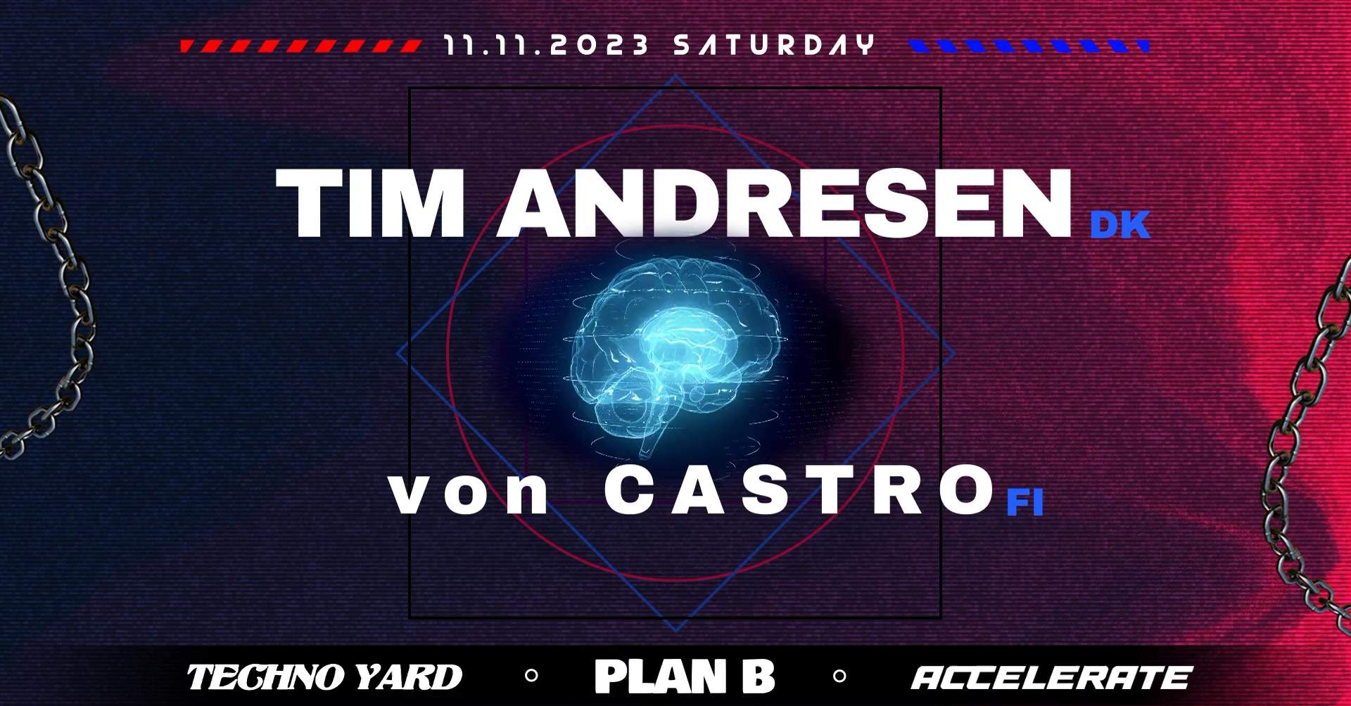 Techno Yard & Accelerate: Tim Andresen [DK] / von CASTRO [FI] - フライヤー表
