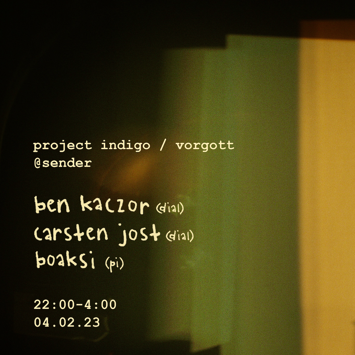 Project Indigo with Ben Kaczor, Carsten Jost, boaksi - Página frontal