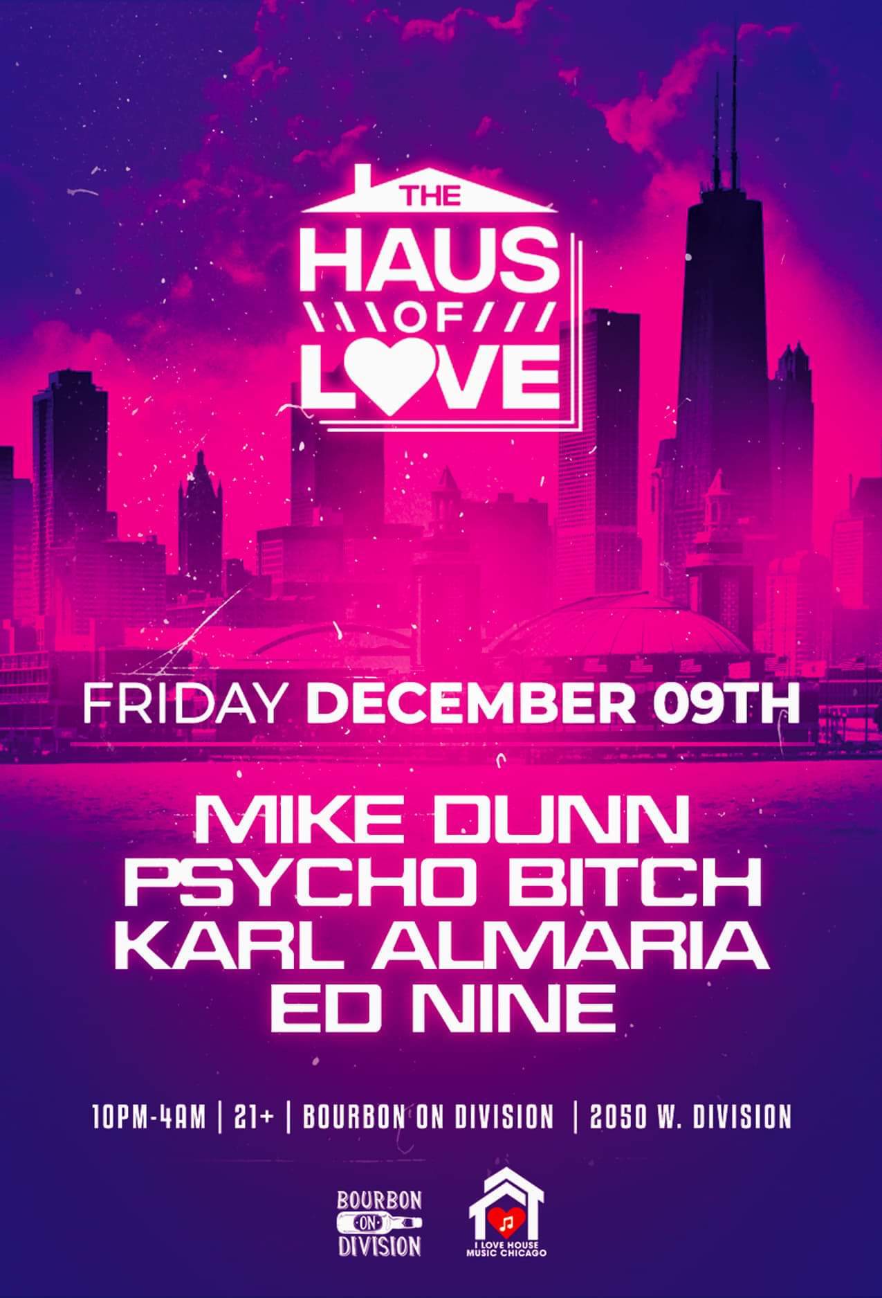 The Haus of Love w Mike Dunn, Psycho B, Karl Almaria, Ed Nine. House Music - Página frontal