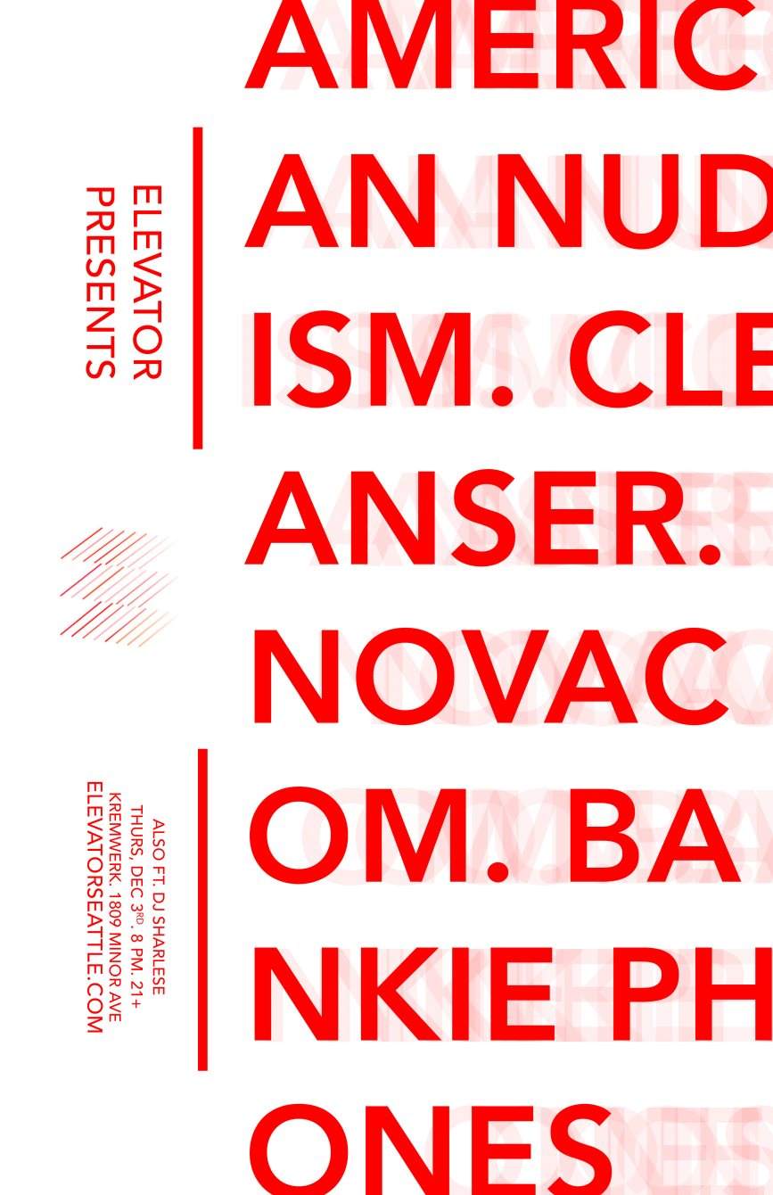 Elevator presents Cleanser, American Nudism & Novacom - Página frontal
