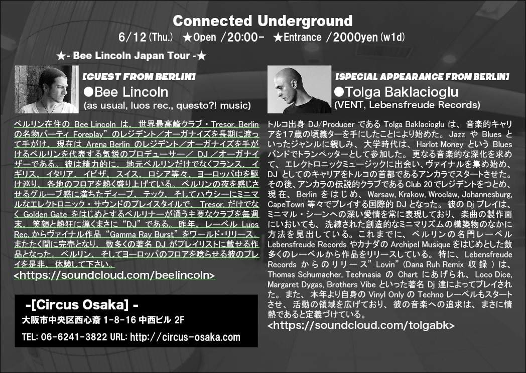 Connected Underground - フライヤー裏