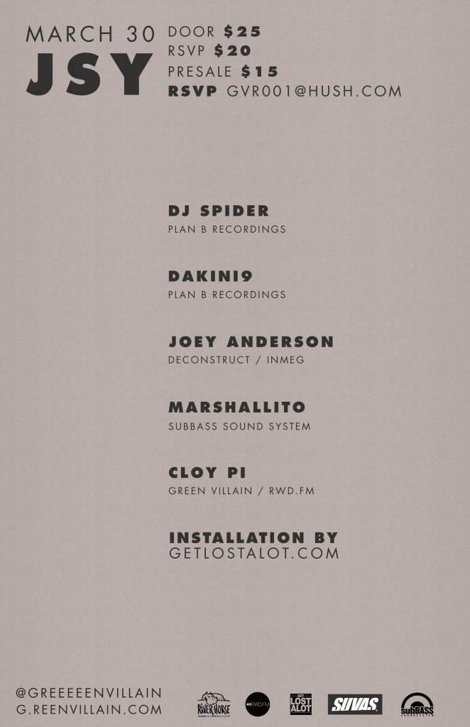 Green Villain: DJ Spider, Dakini9, Joey Anderson, Marshallito, Cloy Pi - Página trasera
