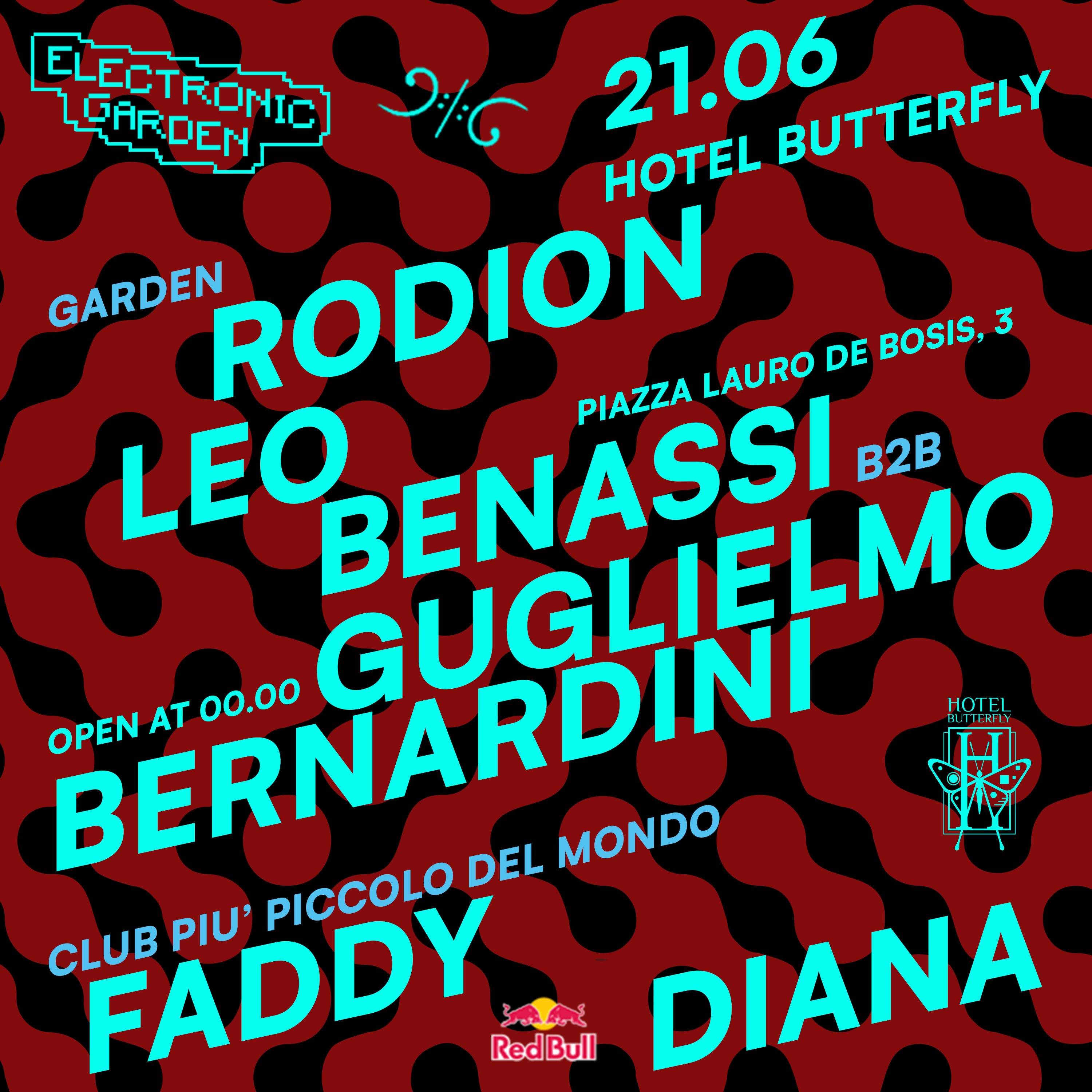 Electronic Garden: Rodion, Leo Benassi, Guglielmo Bernardini, Faddy, Diana - フライヤー表