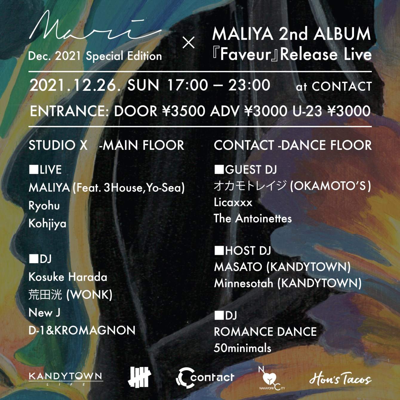 “MARI Dec. 2021 Special Edition” × “MALIYA 2nd Album「faveur」release Live” - フライヤー裏