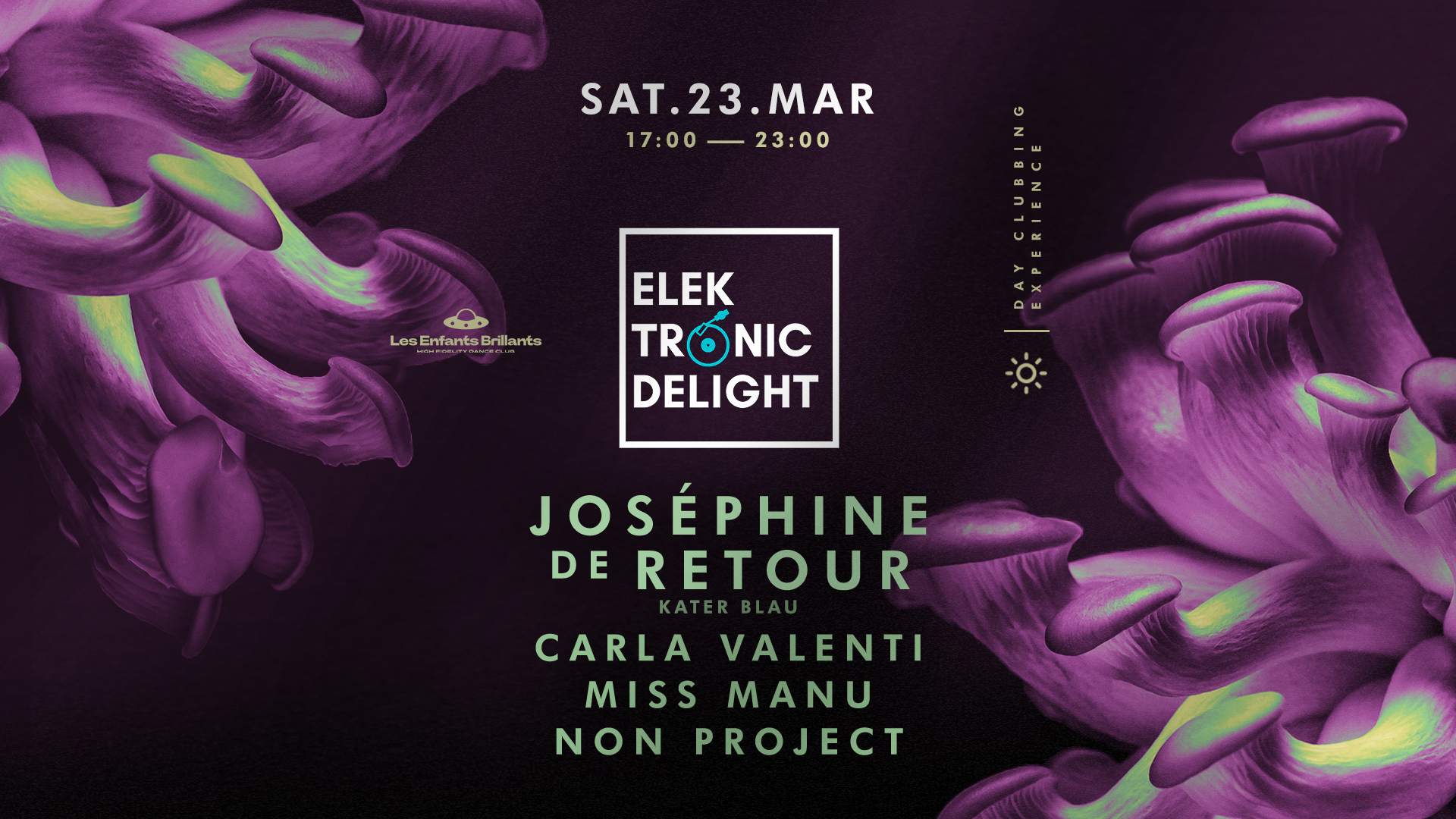 (Day Event) Elektronic Delight invites Joséphine de Retour (Kater Blau) & Carla Valenti - フライヤー表