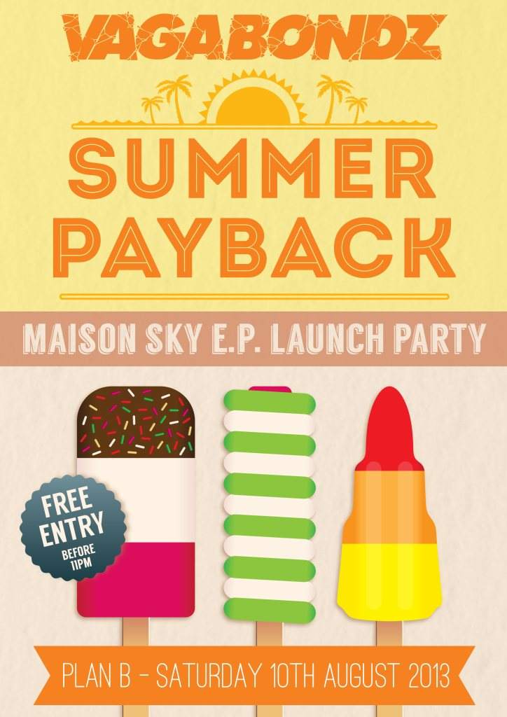 Vagabondz Summer Payback Party: Zinc / Maison SKY / I Killed Kenny / Oscar Luweez - フライヤー表