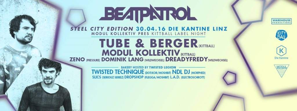 Beatpatrol Steel City with Tube & Berger /// Kittball Label Night - フライヤー表