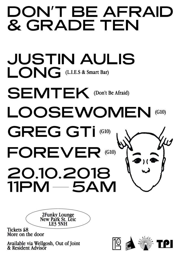 Don't Be Afraid & Grade Ten present Justin Aulis Long, Semtek, LooseWomen, Greg GTi & Forever - Página frontal