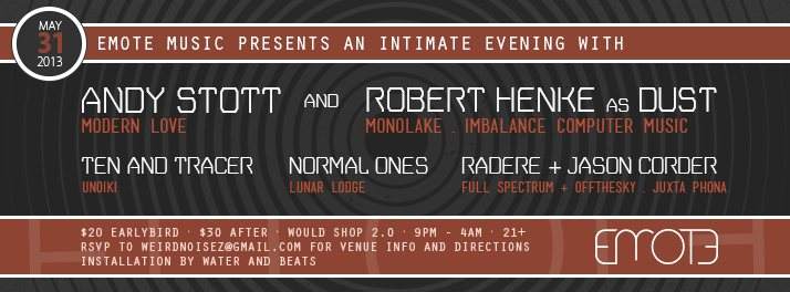 An Intimate Evening with Andy Stott and Robert Henke - フライヤー表
