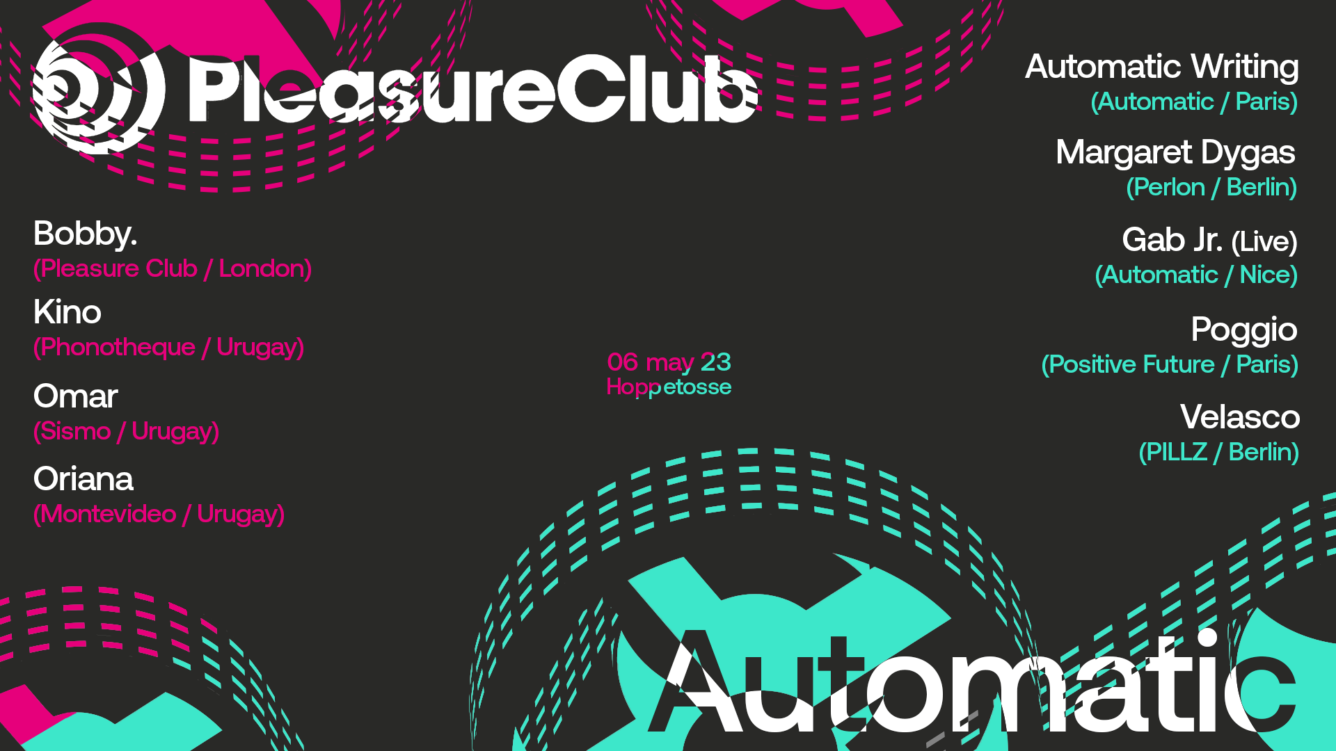 Automatic x Pleasure Club : Margaret Dygas, Omar,Velasco, Kino, Automatic Writing,Bobby.,Poggio - Página frontal